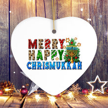 Load image into Gallery viewer, Merry Happy Chrismukkah Festive Ornament, Christmas and Hanukkah Chanukah Theme
