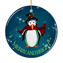 Carregar imagem no visualizador da galeria, Merry and Bright Penguin Christmas Ornament
