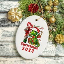 Carregar imagem no visualizador da galeria, My First Christmas Baby Dinosaur Ornament
