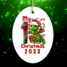 Carregar imagem no visualizador da galeria, My First Christmas Baby Dinosaur Ornament
