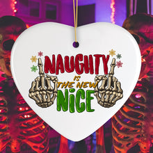 Carregar imagem no visualizador da galeria, Naughty is the New Nice Hardcore Merry Christmas Ornament, Skeleton Hands with Middle Fingers

