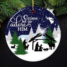 Carregar imagem no visualizador da galeria, O Come Let us Adore Him Nativity Birth of Christ Christmas Ornament
