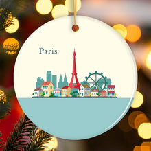 Load image into Gallery viewer, Paris Christmas Ornament, Landmarks in France Illustration
