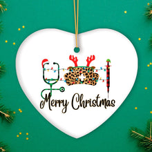 Carregar imagem no visualizador da galeria, Plaid Nurse Theme Merry Christmas Ornament, Stethoscope and Needle
