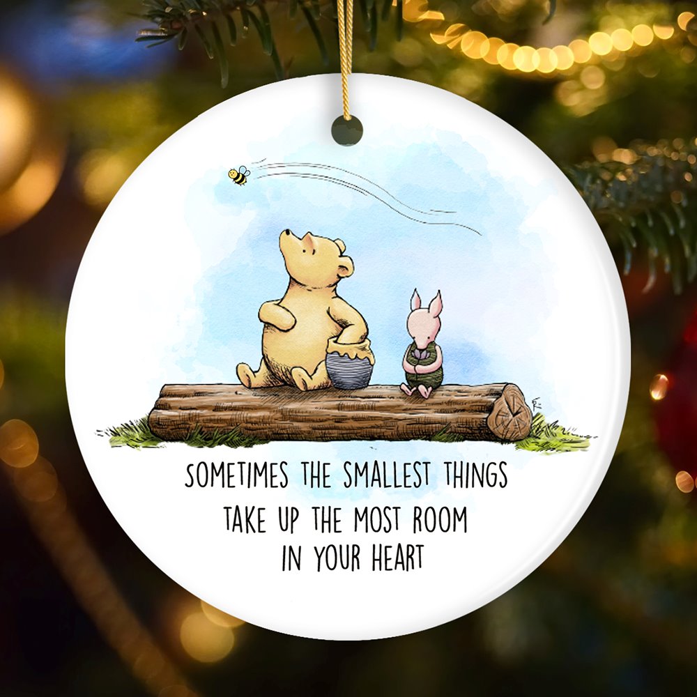 Pooh Bear’s Heartwarming Quote Ornament, Sentimental Appreciation Ceramic Tree Decoration