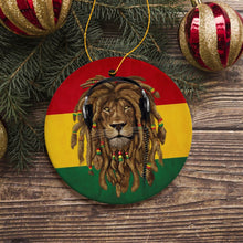 Carregar imagem no visualizador da galeria, Reggae Lion Ornament, Jamaican Christmas Decoration, Reggae Music Flag
