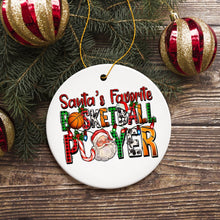 Load image into Gallery viewer, Santa’s Favorite Basketball Player Plaid Christmas Ornament, Athelete Gift
