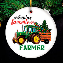 Cargar imagen en el visor de la galería, Santa’s Favorite Farmer Christmas Ornament, Farm Themed Gift
