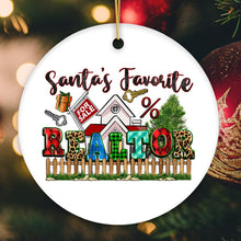Load image into Gallery viewer, Santa’s Favorite Realtor Christmas Ornament, Real Estate Agent Gift

