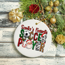 Load image into Gallery viewer, Santa’s Favorite Soccer Player Christmas Plaid Ornament, Coach Football Gift

