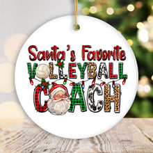 Load image into Gallery viewer, Santa’s Favorite Volleyball Coach Plaid Christmas Ornament
