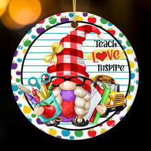 Load image into Gallery viewer, Teach Love Inspire Gnome Christmas Ornament
