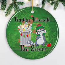 Load image into Gallery viewer, Trashin Through the Snow Raccoon Christmas Ornament
