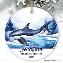 Load image into Gallery viewer, Whale Personalized Ornament, Festive Christmas Gift With Custom Name and Date
