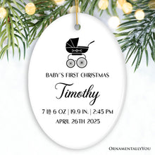Carregar imagem no visualizador da galeria, Fully Detailed Baby’s First Christmas Personalized Ornament with Weight and Birth Year
