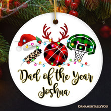 Carregar imagem no visualizador da galeria, Personalized Basketball Buffalo Plaid Leopard Merry Christmas Ornament, Team and Coaches Gift
