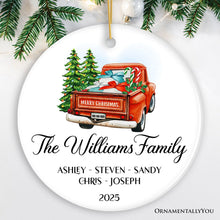 Carregar imagem no visualizador da galeria, Personalized Family Christmas Ornament With Red Truck, Custom Name For All Family Members
