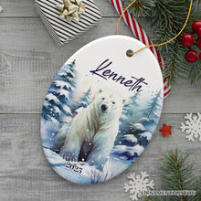 Carregar imagem no visualizador da galeria, Polar Bear Personalized Ornament, Splendid Frozen Dreams Christmas Gift With Custom Name and Date

