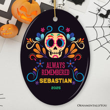 Cargar imagen en el visor de la galería, Colorful &amp; Thoughtful Day of the Death Personalized Ornament, Mexican Skull Memorial Keepsake Gift
