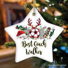 Carregar imagem no visualizador da galeria, Personalized Soccer Buffalo Plaid Leopard Merry Christmas Ornament, Team and Coaches Gift
