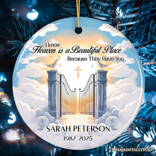 Carregar imagem no visualizador da galeria, Heaven is a Beautiful Place Personalized Christmas Ornament, Keepsake Deceased Memorial Quote Decoration
