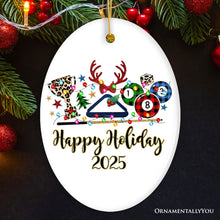 Carregar imagem no visualizador da galeria, Personalized Billiards Buffalo Plaid Christmas Ornament, Pool Balls Snooker Gift
