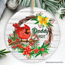 Carregar imagem no visualizador da galeria, Personalized Cardinal Christmas Ornament with Name and Year, Ceramic Family Gift
