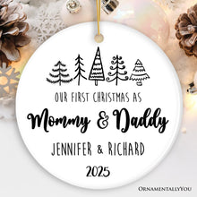 Carregar imagem no visualizador da galeria, First Christmas as Mommy and Daddy Personalized Ornament, Keep Sake for Parents after First Born Baby
