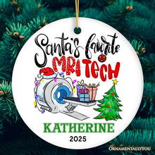 Load image into Gallery viewer, Santa’s Favorite MRI Tech Personalized Christmas Ornament, Health Imaging Technologist Gift
