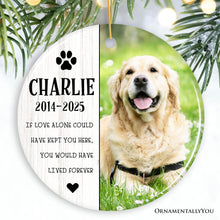 Load image into Gallery viewer, Sentimental Dog Remembrance Personalized Ornament, Memorial Picture for Pet that Passed Away
