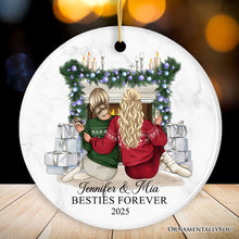 Load image into Gallery viewer, Besties Forever Personalized Christmas Ornament, Sisters or Bestfriends Womens Gifts
