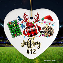 Carregar imagem no visualizador da galeria, Personalized Football Buffalo Plaid Leopard Merry Christmas Ornament, Team and Coaches Gift
