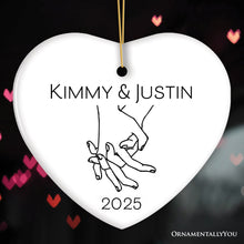 Load image into Gallery viewer, Couple Hand In Hand Outline Personalized Ornament, Custom Name Valentine&#39;s Day Gift
