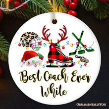 Carregar imagem no visualizador da galeria, Personalized Hockey Buffalo Plaid Leopard Merry Christmas Ornament, Team and Coaches Gift
