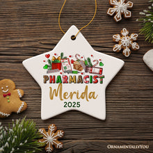 Cargar imagen en el visor de la galería, Colorful Pharmacist Appreciation Personalized Christmas Ornament, Custom Pharmacy Gift
