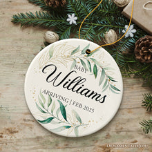 Carregar imagem no visualizador da galeria, Baby Arriving Personalized Ornament, New Baby Announcement Keepsake Gift
