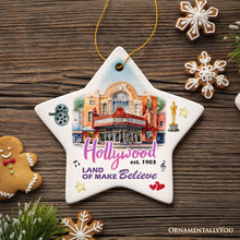 Carregar imagem no visualizador da galeria, Hollywood the Land of Make Believe Artwork Ceramic Ornament, A Thespian’s Dream of Being Famous, California Gift
