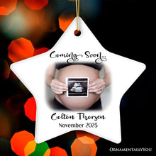 Carregar imagem no visualizador da galeria, Baby Coming Soon Pregnant Mother Custom Photo Ornament, Personalized Pregnancy Announcement Sonogram Gift
