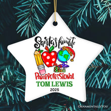 Carregar imagem no visualizador da galeria, Festive Santa’s Favorite Paraprofessional Personalized Christmas Ornament, Custom Educational Assistant Gift
