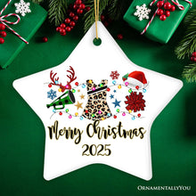 Carregar imagem no visualizador da galeria, Personalized Cheerleader Buffalo Plaid Leopard Merry Christmas Ornament, Cheer Mom Gift
