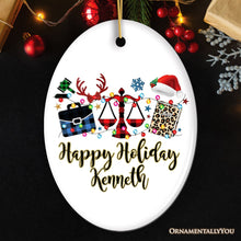 Carregar imagem no visualizador da galeria, Personalized Law and Legal Theme Buffalo Plaid Christmas Ornament, Lawyer and Paralegal Clerk Gift
