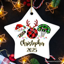 Carregar imagem no visualizador da galeria, Personalized Basketball Buffalo Plaid Leopard Merry Christmas Ornament, Team and Coaches Gift
