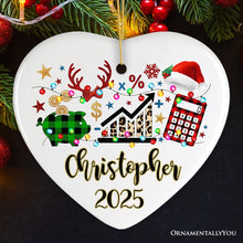 Carregar imagem no visualizador da galeria, Personalized Finance Professional Buffalo Plaid Christmas Ornament, Custom Accountant and Financial Advisor Gift
