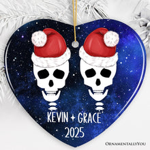 Carregar imagem no visualizador da galeria, Eternal Love Santa Skulls Personalized Couples Christmas Ornament
