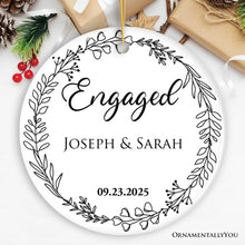 Carregar imagem no visualizador da galeria, Personalized Engaged Ornament With Custom Name and Date, Keepsake Gift for Couple
