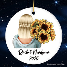 Load image into Gallery viewer, Small Town Girl with Sunflowers Personalized Ornament Gift, Farmhouse Christmas Tree Decor
