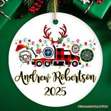 Carregar imagem no visualizador da galeria, Personalized Truck Driver and Logistics Buffalo Plaid Christmas Ornament, Freight Delivery and Dispatcher Gift
