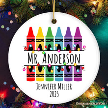 Carregar imagem no visualizador da galeria, Teacher Personalized Christmas Ornament, School Theme Appreciation Gift
