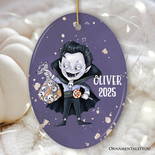 Load image into Gallery viewer, Spooky Vampire Boy Trick or Treat Custom Halloween Ornament
