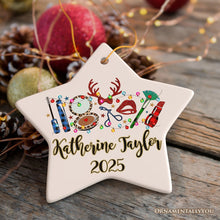 Carregar imagem no visualizador da galeria, Personalized Makeup Artist Buffalo Plaid Christmas Ornament, Cosmetologist Beauty and Cosmetics Gift
